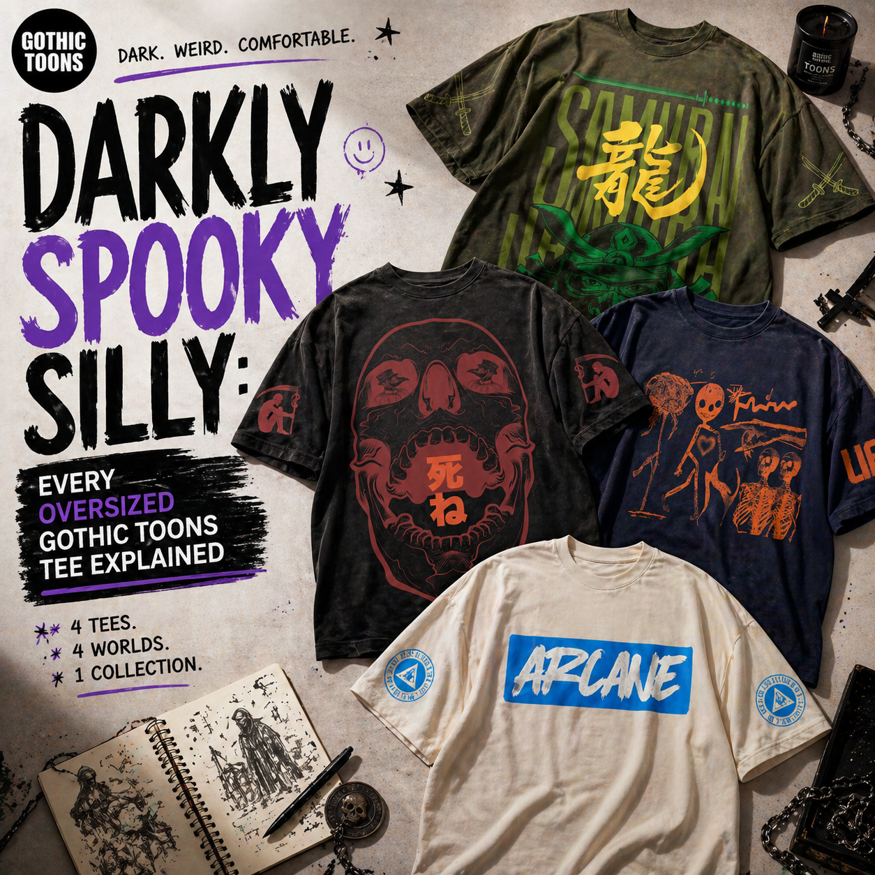 Darkly Spooky Silly: Every Oversized Gothic Toons Tee Explained 🖤